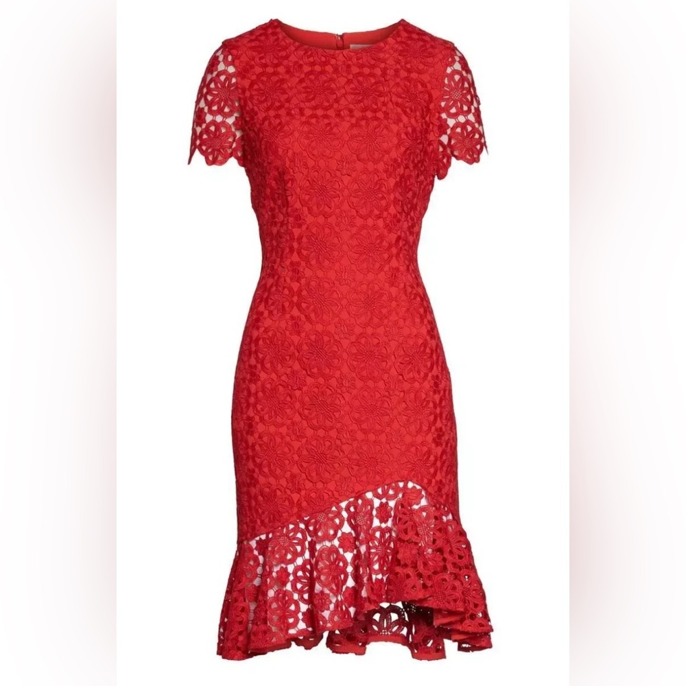 Eliza J Vibrant Red Crochet Dress size 14